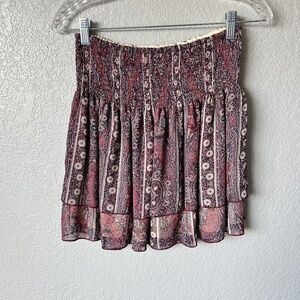 Abercrombie and Fitch smocked waistband tiered mini skirt